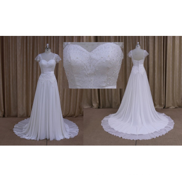 Venta al por mayor Cap Sleeve Chiffon Wedding Dress 2016